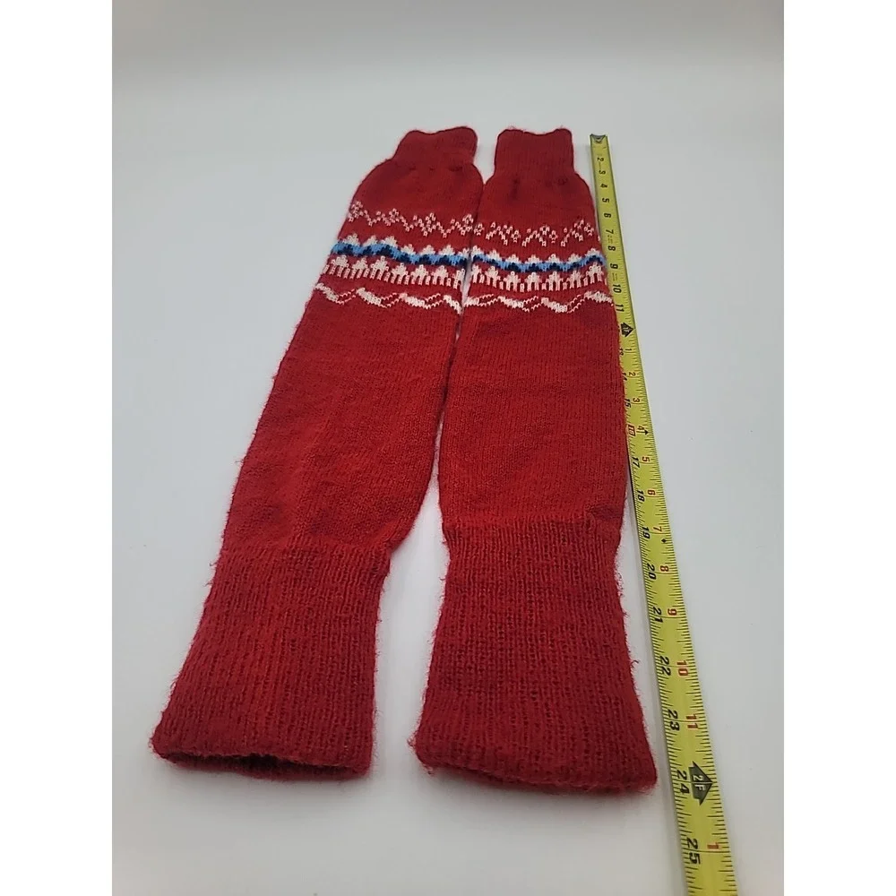 Women's Knit Multicolor Leg Warmers Red‎ White Blue Some Flaws